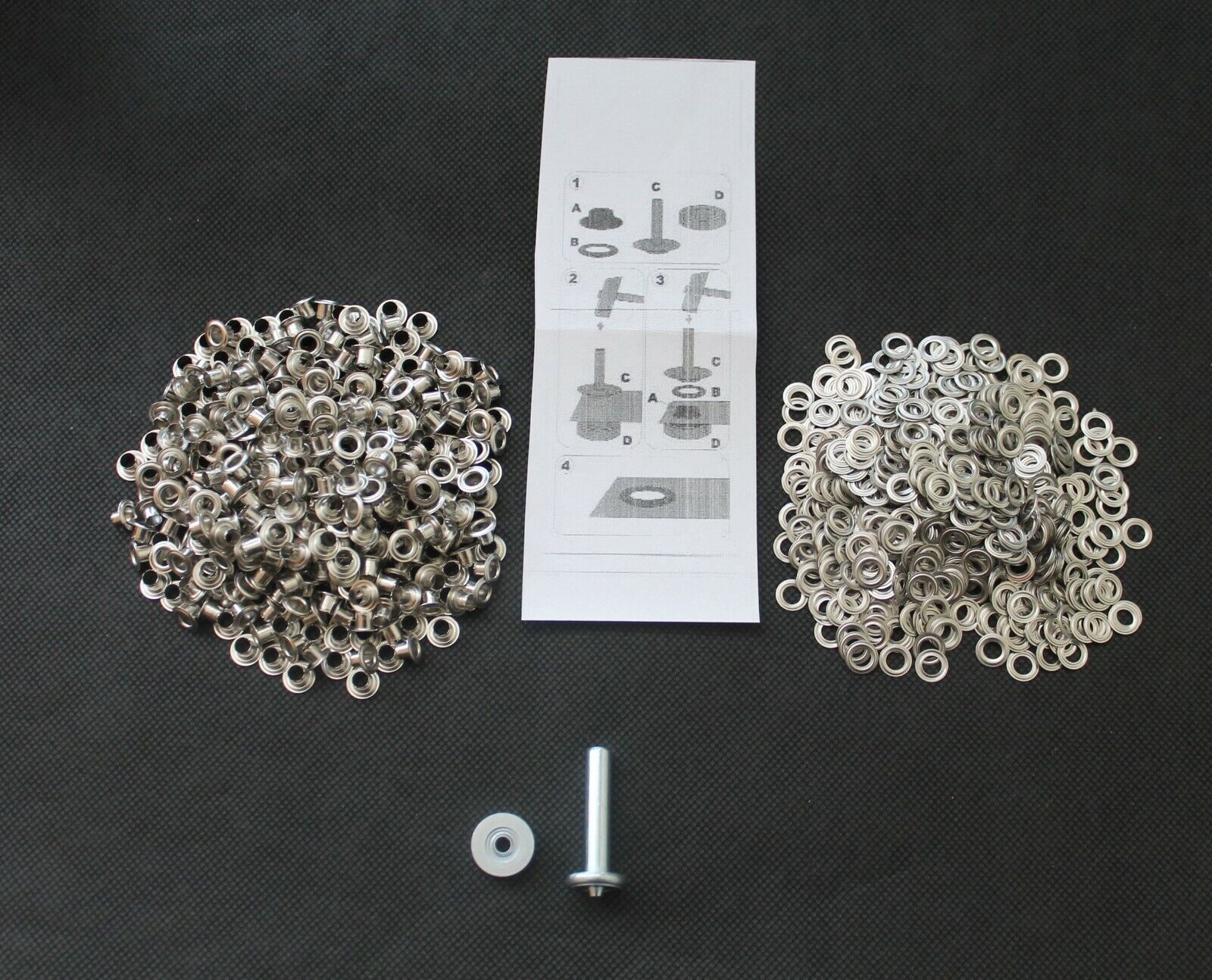 40 Eyelets With Discs 0 5/32in Diameter Inclusive Tool And Instructions Silver