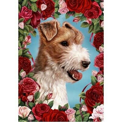 Roses Garden Flag - Wire Fox Terrier 190671